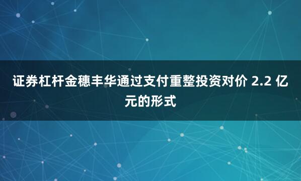 证券杠杆金穗丰华通过支付重整投资对价 2.2 亿元的形式